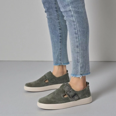 Полуботинки женские натуральная замша хаки B595-4