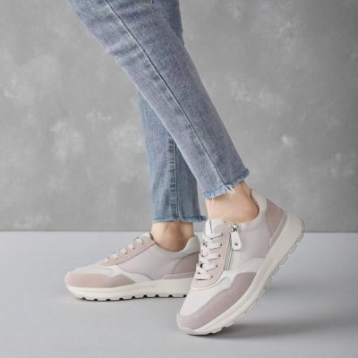 Кроссовки женские натуральная замша с кожей бежевые Y295-2