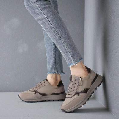 Кроссовки женские натуральная замша с кожей капучино Y295-4