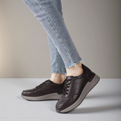 Кроссовки женские натуральная кожа шоколадные Y293-4