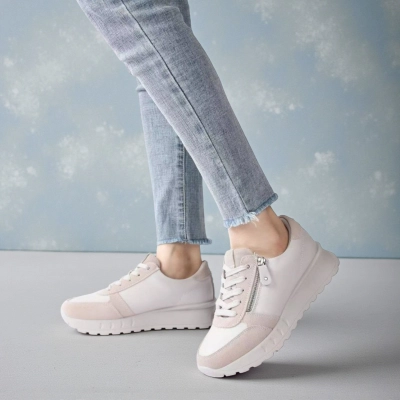 Кроссовки женские натуральная кожа бежевые Y246-2