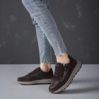 Кроссовки женские натуральная замша с кожей шоколадные Y295-5