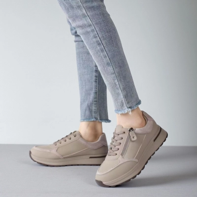 Кроссовки женские натуральная замша с кожей капучино Y290-4