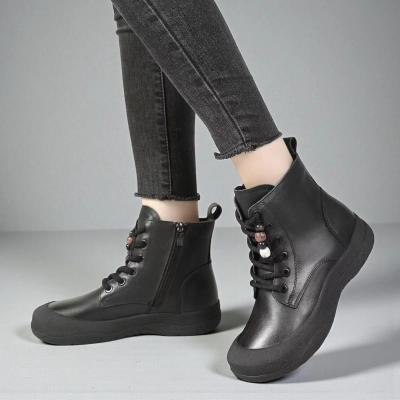 Ботинки женские демисезонные Paolo Moro натуральная кожа черные YR109-1