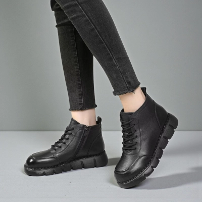 Ботинки женские демисезонные Paolo Moro натуральная кожа черные YR132-1