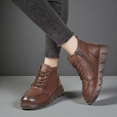 Ботинки женские демисезонные Paolo Moro натуральная кожа коричневые YR132-2