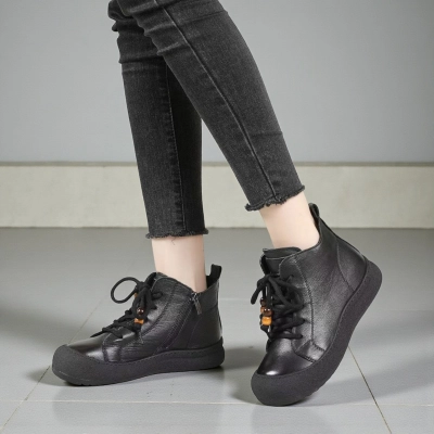 Ботинки женские демисезонные Paolo Moro натуральная кожа черные YR210-1