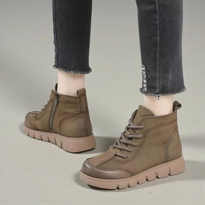 Ботинки женские демисезонные Paolo Moro натуральная кожа хаки YR312-4