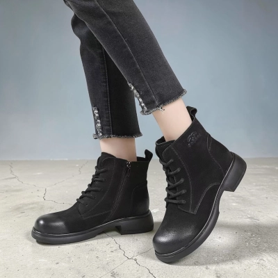 Ботинки женские натуральная кожа черные YR213-3