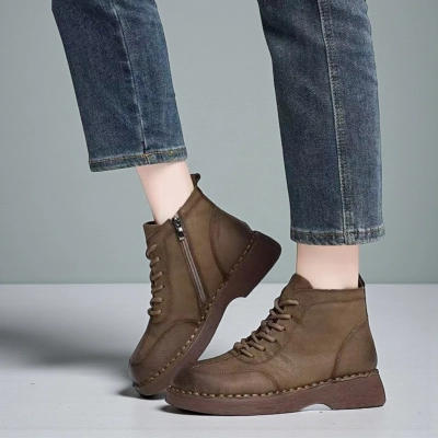 Ботинки женские демисезонные Paolo Moro натуральная кожа коричневые YR011-2