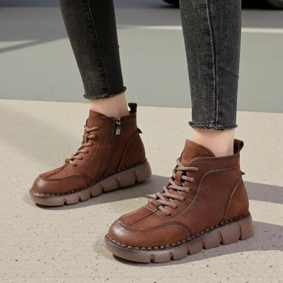 Ботинки женские демисезонные Paolo Moro натуральная кожа коричневые YR066-3