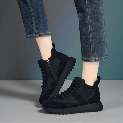 Ботинки женские демисезонные Paolo Moro натуральная кожа с замшей черные YR018-2