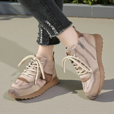 Кроссовки женские демисезонные Paolo Moro натуральная кожа бежевые YR092-1