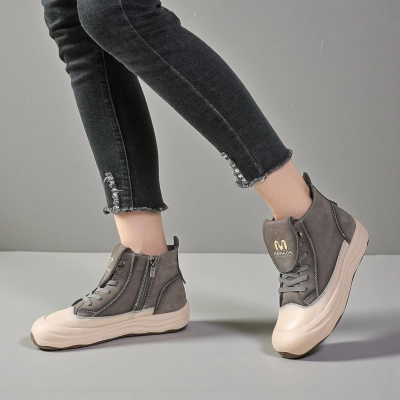 Ботинки женские демисезонные Paolo Moro натуральная кожа серые YR043-1