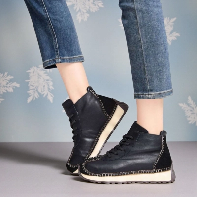 Кроссовки женские демисезонные Paolo Moro натуральная кожа черные YR012-1