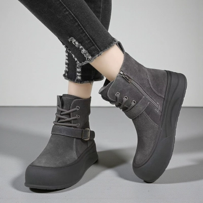 Ботинки женские демисезонные Paolo Moro натуральная замша серые YR288-3