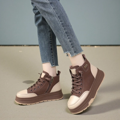 Ботинки женские демисезонные Paolo Moro натуральная кожа коричневые с бежевым YR006-5