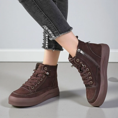 Ботинки женские демисезонные Paolo Moro натуральная кожа шоколадные YR230-1