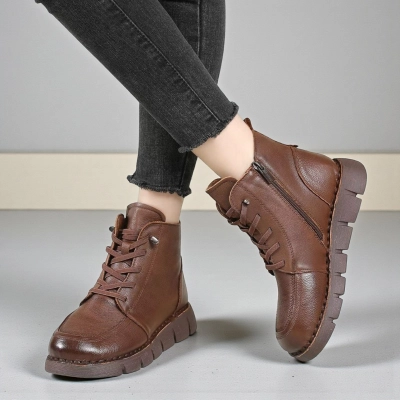 Ботинки женские демисезонные Paolo Moro натуральная кожа коричневые YR211-2