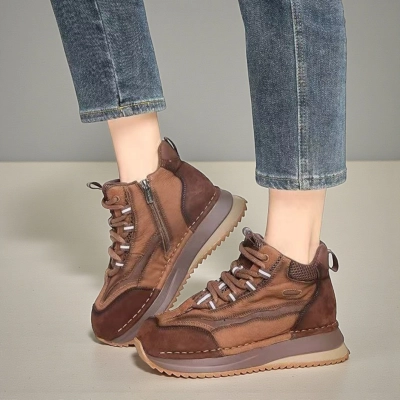 Кроссовки женские демисезонные Paolo Moro натуральная кожа коричневые YR003-1