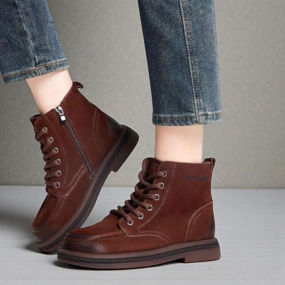 Ботинки женские демисезонные Paolo Moro натуральная кожа шоколадные YY001-3