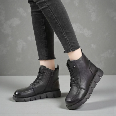 Ботинки женские демисезонные Paolo Moro натуральная кожа черные YR211-1