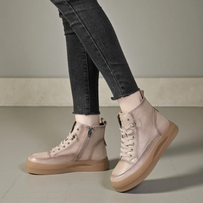 Ботинки женские демисезонные Paolo Moro натуральная кожа бежевые YR230-5