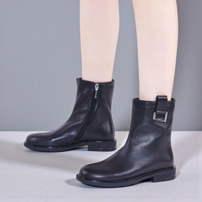 Ботинки женские демисезонные MadiaMara натуральная кожа черные K438-1