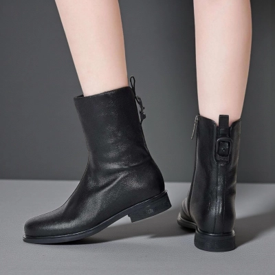 Ботинки женские демисезонные MadiaMara натуральная кожа черные GE132-1