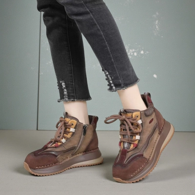 Кроссовки женские демисезонные Paolo Moro натуральная кожа коричневые YR005-2