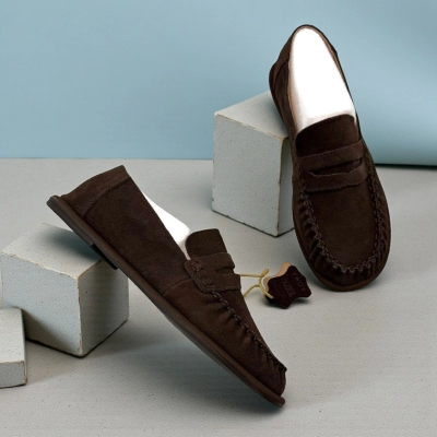 Лоферы женские Dino Albat натуральная замша шоколадные D6250-8P