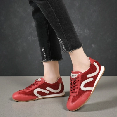 Кроссовки женские Paolo Moro натуральная замша и кожа красные YD330-3