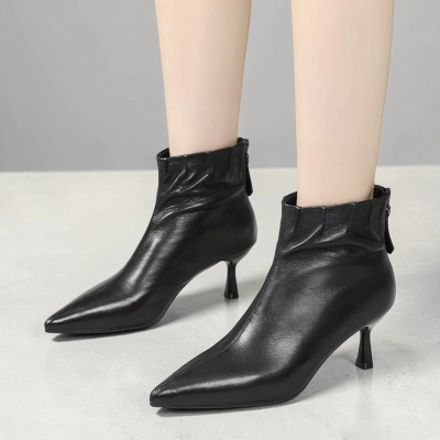 олусапоги женские натуральная кожа черные GD175-3