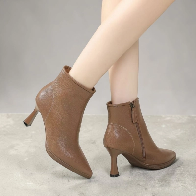 Полусапоги женские натуральная кожа какао GD160-2