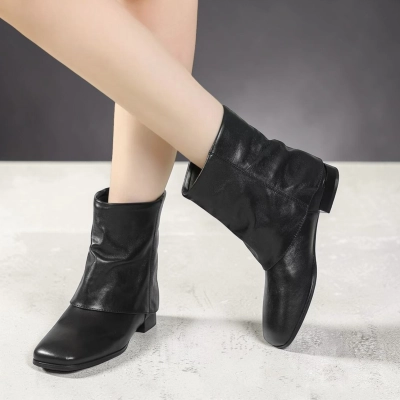 Полусапоги женские натуральная кожа черные GD161-1