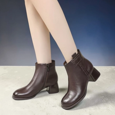 Полусапоги женские натуральная кожа шоколадные GD171-2 Полусапоги женские натуральная кожа шоколадные GD171-2