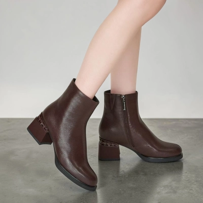 Полусапоги женские натуральная кожа коричневые GE150-3 Полусапоги женские натуральная кожа коричневые GE150-3