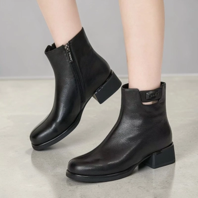 Ботинки женские натуральная кожа черные GE152-1 Ботинки женские натуральная кожа черные GE152-1