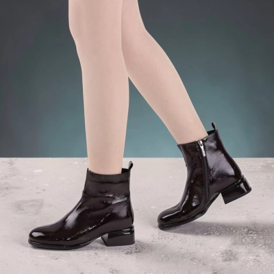 Полусапоги женские натуральная лак кожа бордовые K491-3 Полусапоги женские натуральная лак кожа бордовые K491-3