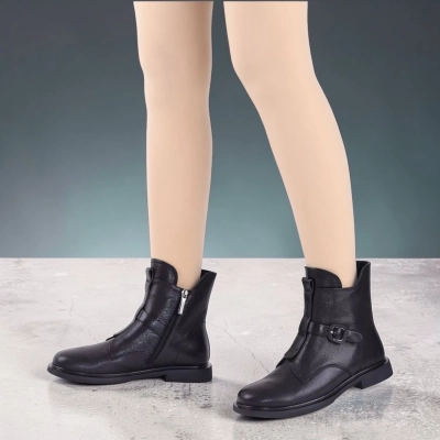 Полусапоги женские натуральная кожа черные K520-1 Полусапоги женские натуральная кожа черные K520-1