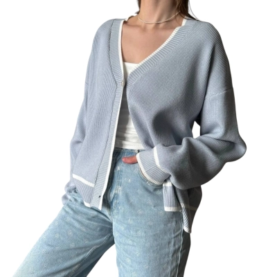 Кардиган OVERSIZE женская голубой 8102