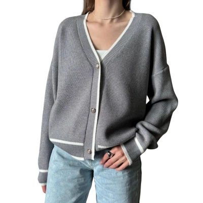 Кардиган OVERSIZE женская серый 8104
