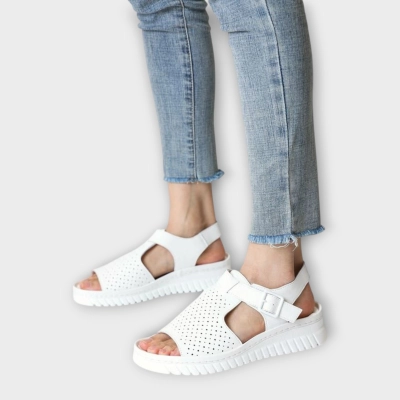 Сандалии женские CARDICIANA натуральная кожа белые YL207-1