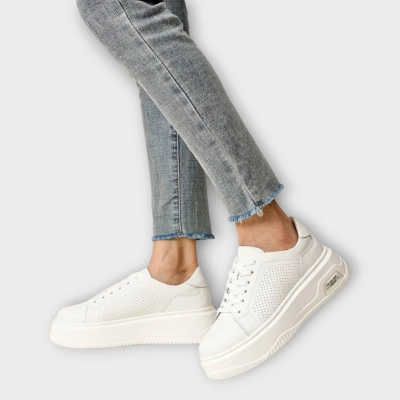 Кроссовки женские летние CARDICIANA натуральная кожа белые B412-1