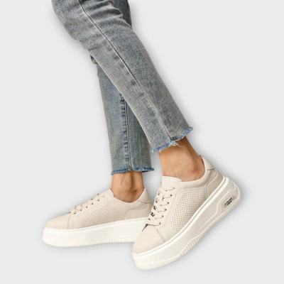 Кроссовки женские летние CARDICIANA натуральная кожа бежевые B412-2