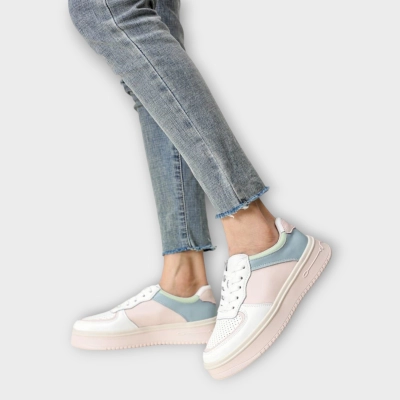 Кроссовки женские летние CARDICIANA натуральная кожа белые с розовым B246-3