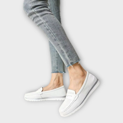 Мокасины женские баталы CARDICIANA натуральная кожа белые DB382-1