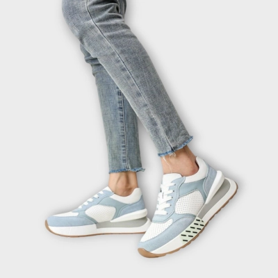 Кроссовки женские летние CARDICIANA натуральная кожа с замшей белые и голубой Y399-5 Кроссовки женские летние CARDICIANA натуральная кожа с замшей белые и голубой Y399-5