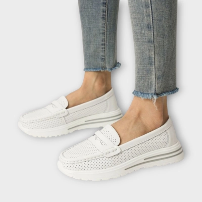 Мокасины женские CARDICIANA натуральная кожа белые B546-1