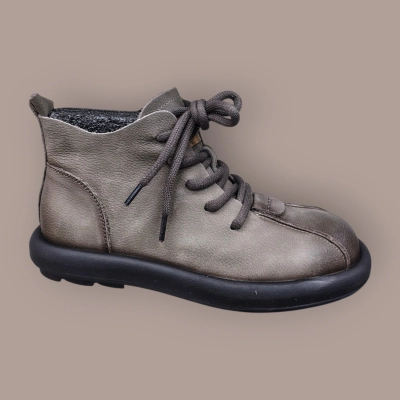 Ботинки женские демисезонные Ivva натуральная кожа серые 13273